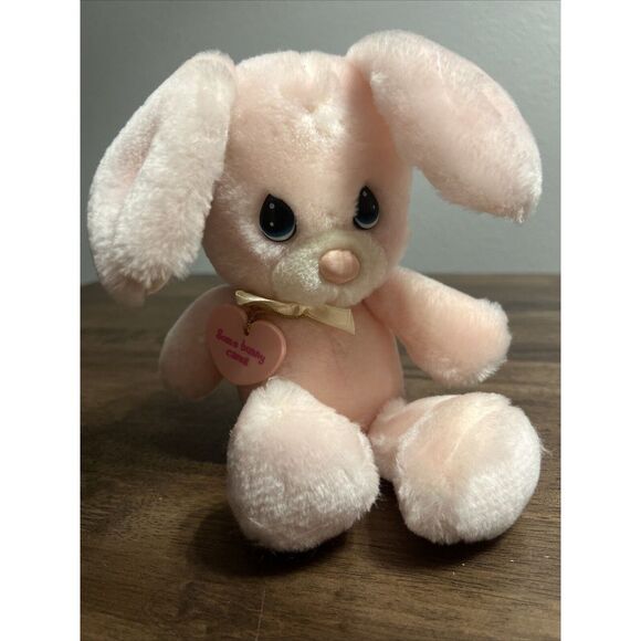 1986 Precious Moments Applause‎ Snowball Pink Plush Bunny Rabbit 9" Blue Eyes - Picture 1 of 13